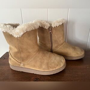 Brown Suede Ankle Furry Booties Winter Boots Women sz 5
